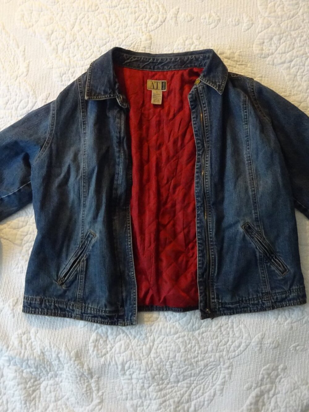 Vintage ATI Denim Jacket Red Quilted Lining